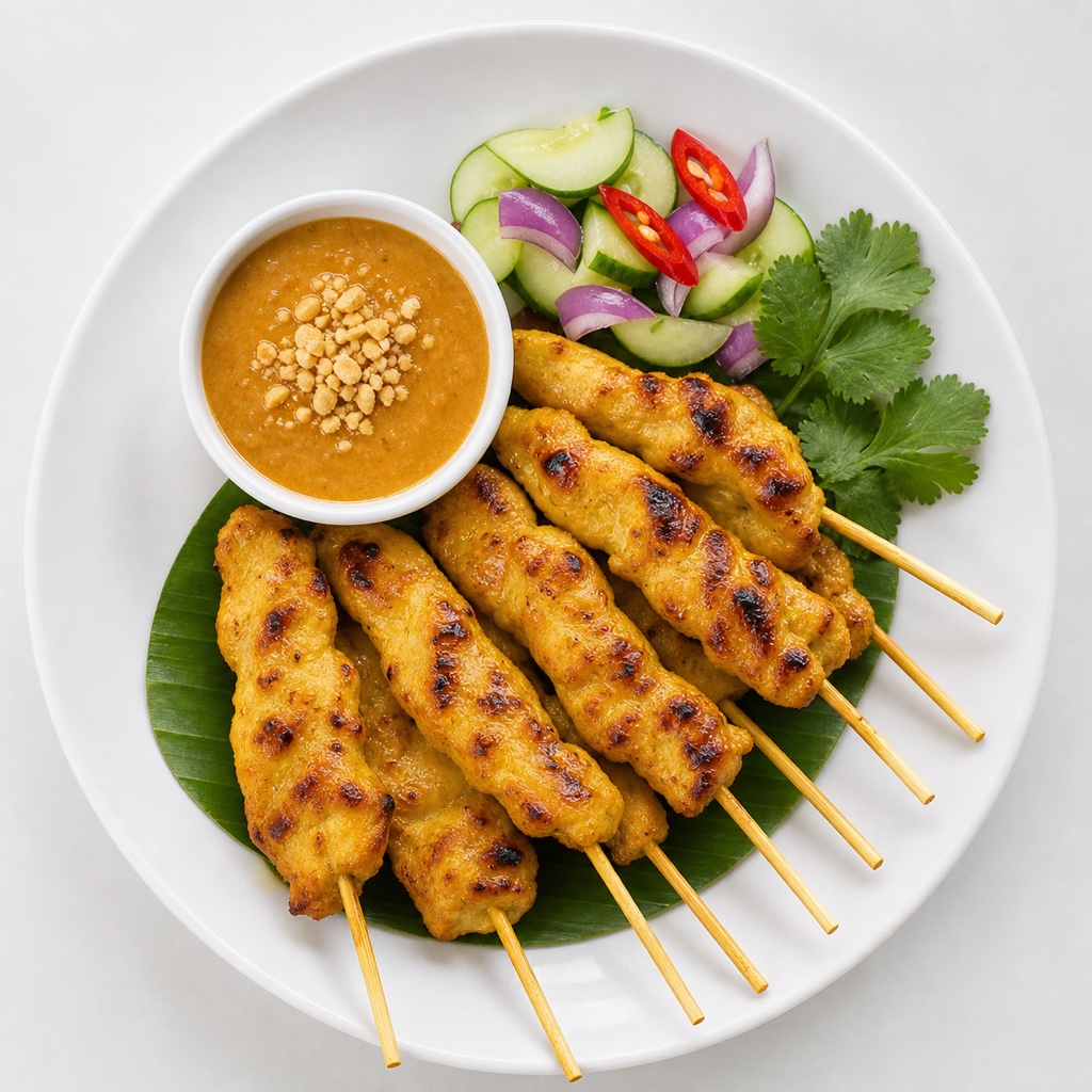 Chicken satay with peanut sauce